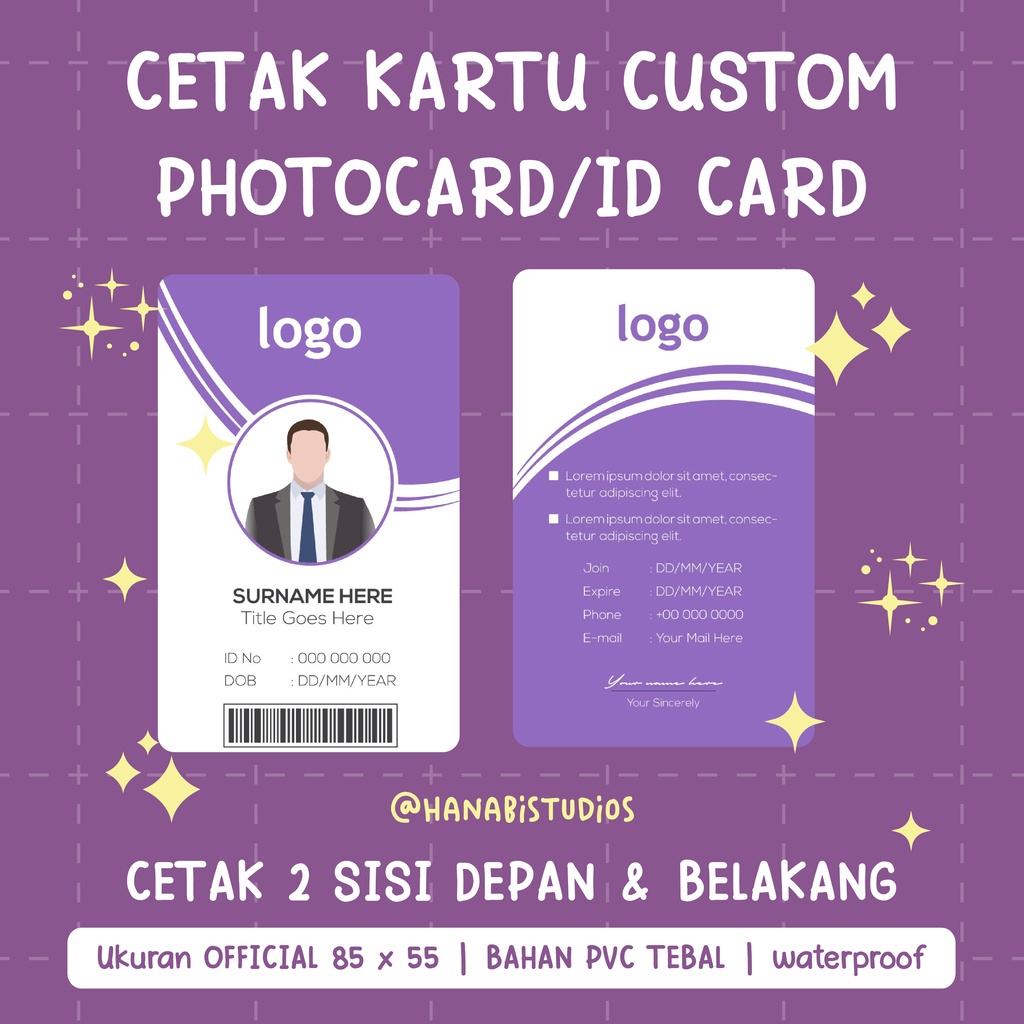 [MIN 2 PC] CUSTOM PHOTOCARD CETAK KARTU ID CARD BISA REQUEST GAMBAR SENDIRI