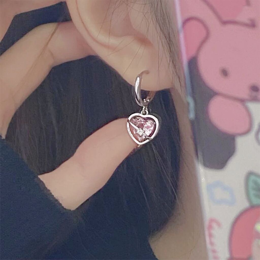 Anting Hoop Zirkon Pink Manis Elegan Fashion Kristal Anting Perak Untuk Aksesoris Perhiasan Wanita