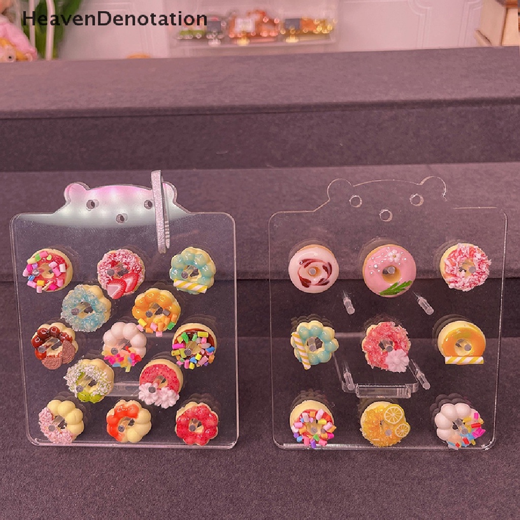 [HeavenDenotation] 1: 12 Dollhouse Cake Display Shelf Cartoon Shelf Rack Donut Pastry Stand Decor HDV