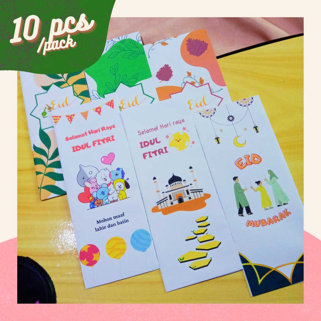 

Isi 10 Amplop Angpau Lebaran Hari Raya Idul Fitri Tanpa Lipat Murah Lucu Aesthetic Estetik Ramadhan Uang Kue Parcel Islami Kartun BT21