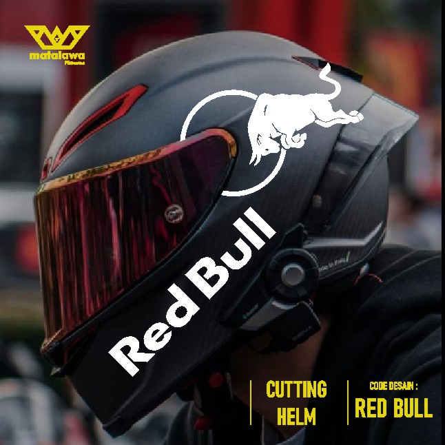 (COD) STIKER CUTTING REDBULL HELM  FULLFACE FULL SET