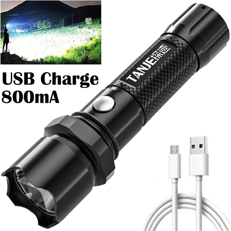 Hot Sale/3Mode Senter Genggam USB Rechargeable/Senter Camping Outdoor LED Sangat Terang Portabel