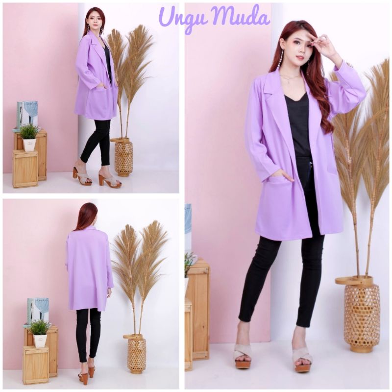 (LD 120, 130cm) LONG BLAZER BIGSIZE BLAZER KOREA BLAZER JUMBO ATASAN WANITA