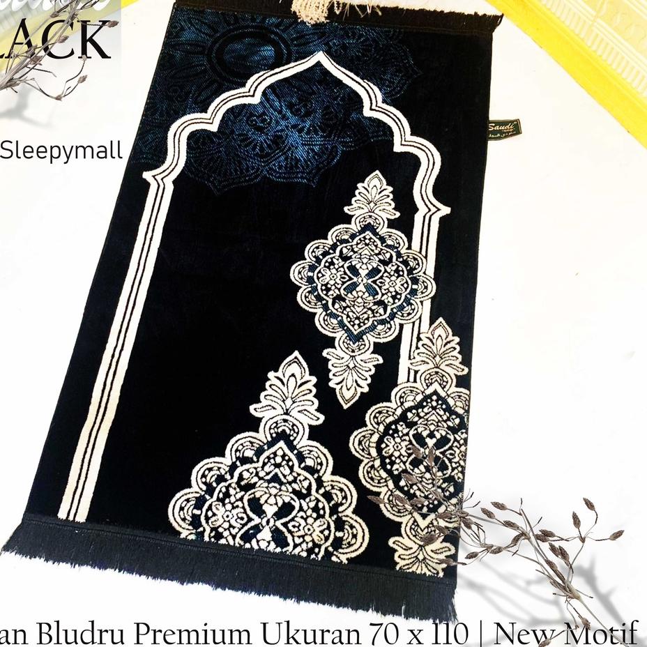 ❅ Sajadah Turki Hitam Premium,Sajadah Premium Tebal Motif Bunga ✻