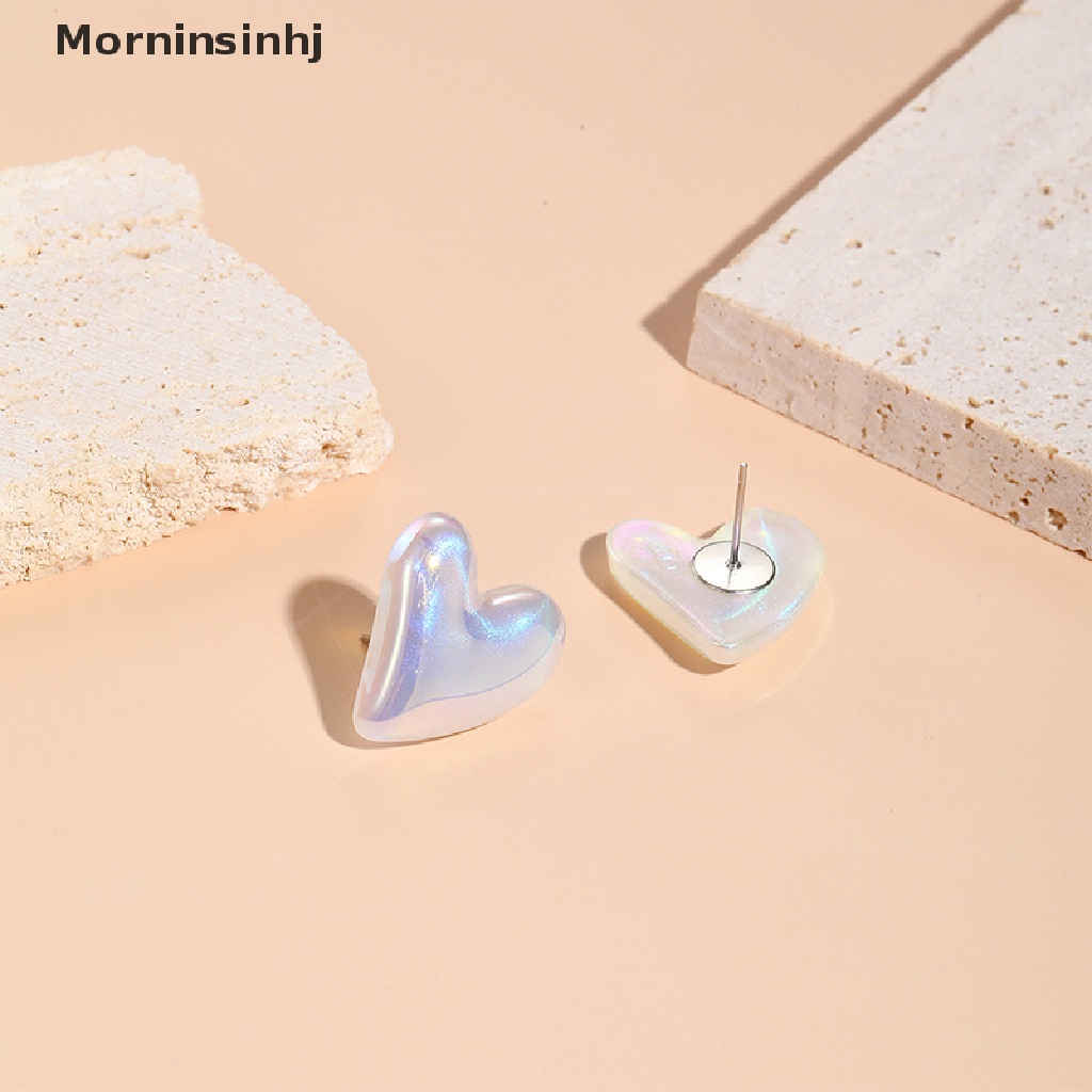 Mornin 1pasang Baru Lucu Studs Hoop Earrings Temperamen Cinta Hati Warna-Warni Anting Mutiara Halus Lembut Anting Cinta Kecil Pernikahan Perhiasan Fashion id