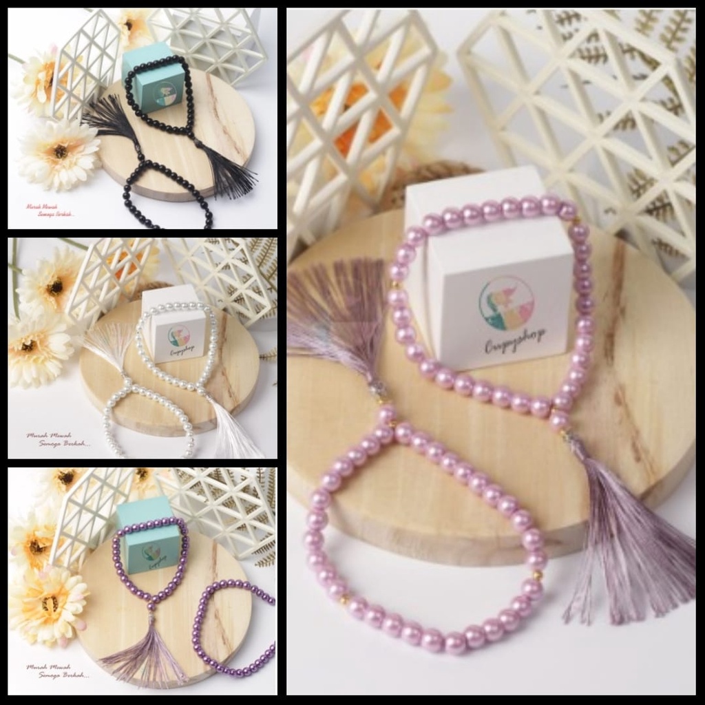Tasbih Gelang Cantik 33 Butir Mutiara Sintetis + Rumbai