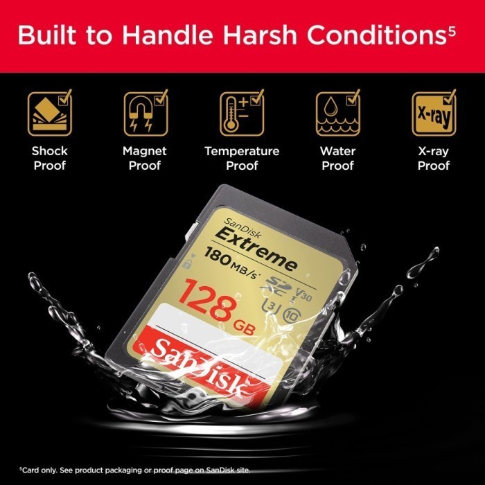 Sandisk Extreme SDXC UHS-I Card 128GB Speed 180MB/s