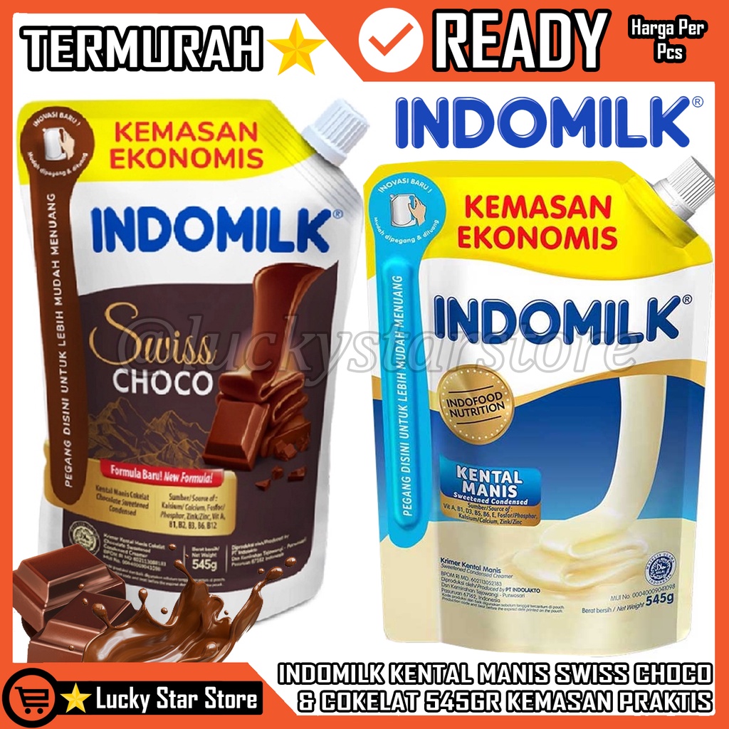 

INDOMILK SUSU KENTAL MANIS POUCH 545GR SUSU KENTAL MANIS INDOMILK POUCH PUTIH DAN COKLAT 545GR INDOMILK KENTAL MANIS SWISS CHOCO COKELAT 545GR SUSU TOPING MARTABAK MANIS MINUMAN MAKANAN KUE BOLU POP ICE ICE CRIM OLAHAN SUSU MANIS KENTAL INDOMILK HALAL