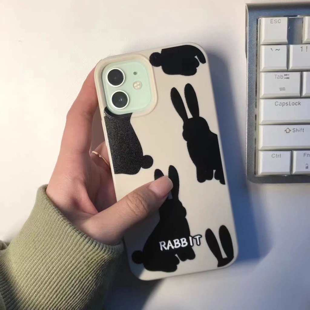 Ins Siluet Kelinci Cocok Untuk Iphone14 14pro 14plus 13 13pro 13prm iPhone 11 7Plus 8Plus Xr XS 13 12 Pro Max Empat Sudut Casing Ponsel Tahan Guncangan
