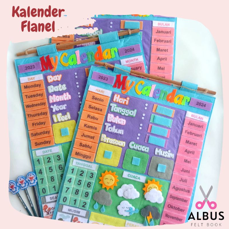 

(READY STOCK) Kalender Flanel / Kalender Gantung / Hiasan Dinding Flanel