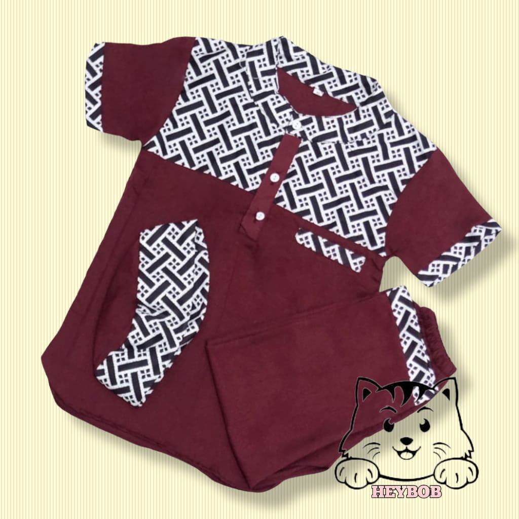 SETELAN BAJU KOKO ANAK MODEL BATIK SAKU TERBARU 2023 BONUS PECI 1-9 TAHUN / BAJU KOKO ANAK LAKI LAKI