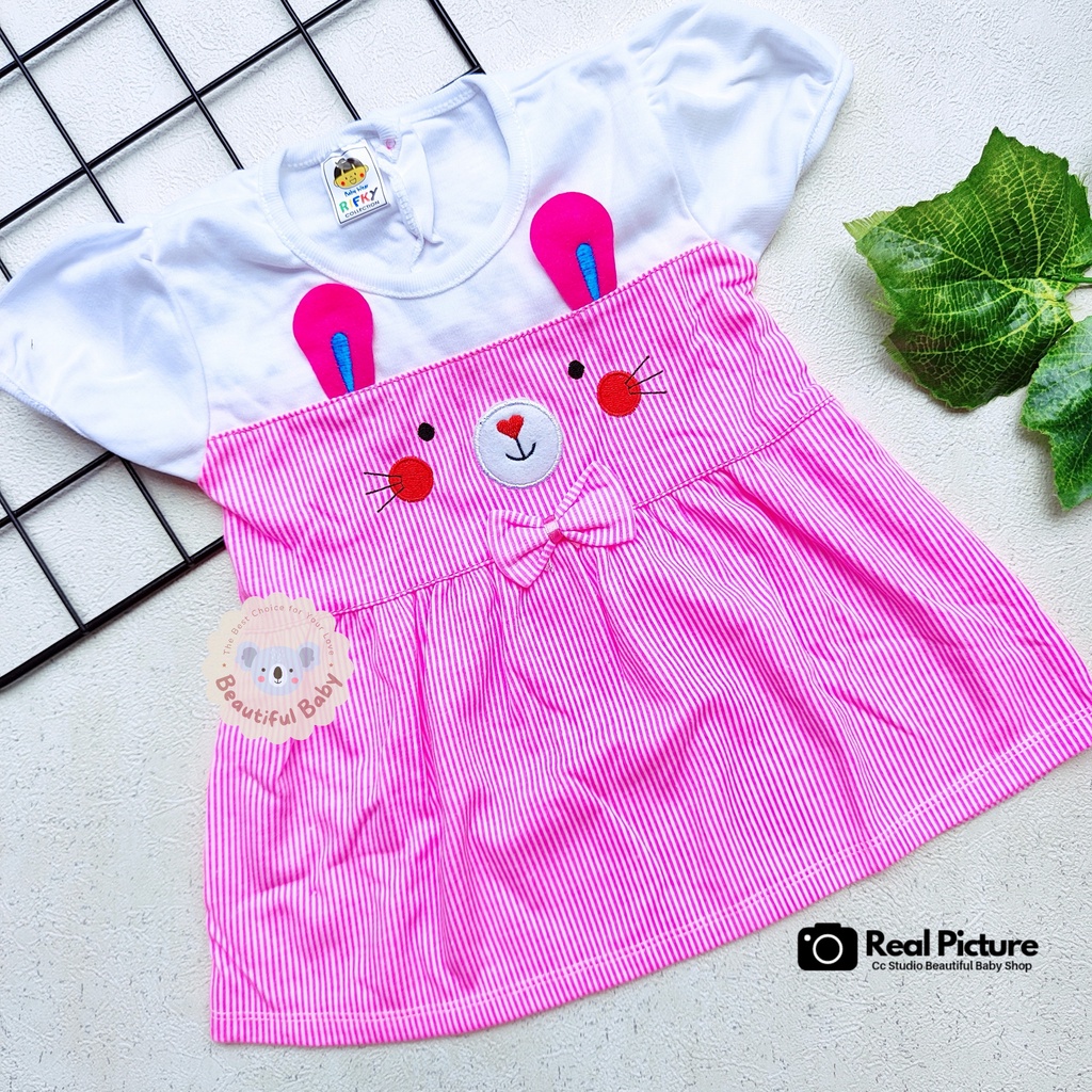 Dress Bayi Perempuan Usia 3-12 BulanMotif Rabbit / Baju Bayi Perempuan  Merk Rifky / Baby.ou