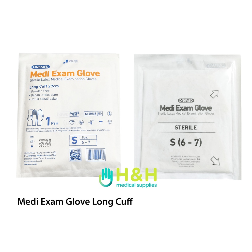 Sarung Tangan Steril / Medi Exam Glove Sterile Long Cuff / Medi Exam Glove Long Cuff 29cm / Sarung Tangan Latex Steril / Sarung Tangan Karet