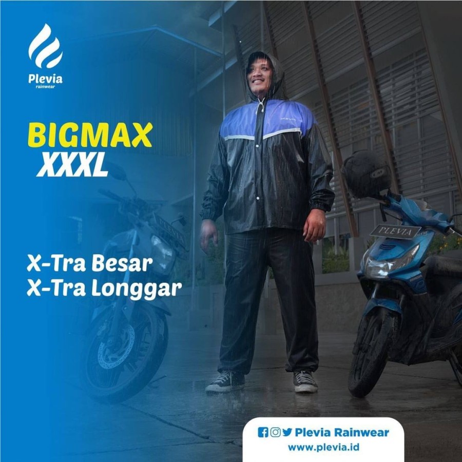 PLEVIA Jas Hujan Setelan Jumbo Dewasa XXXL PVC 100% Type BIGMAX 1817