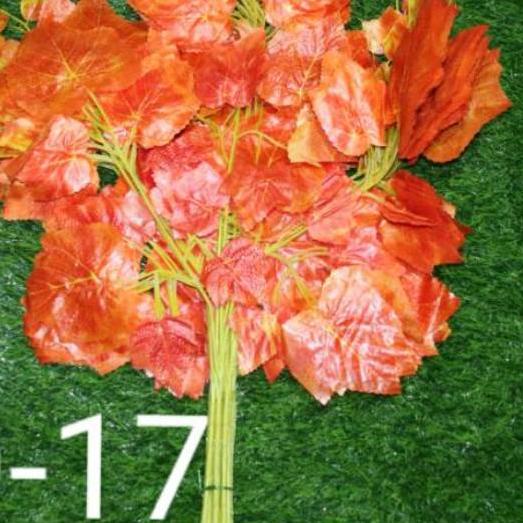♩ Daun Anggur Orange / Daun Dekorasi / Daun Plastik / D-017 / 1 lusin ➳