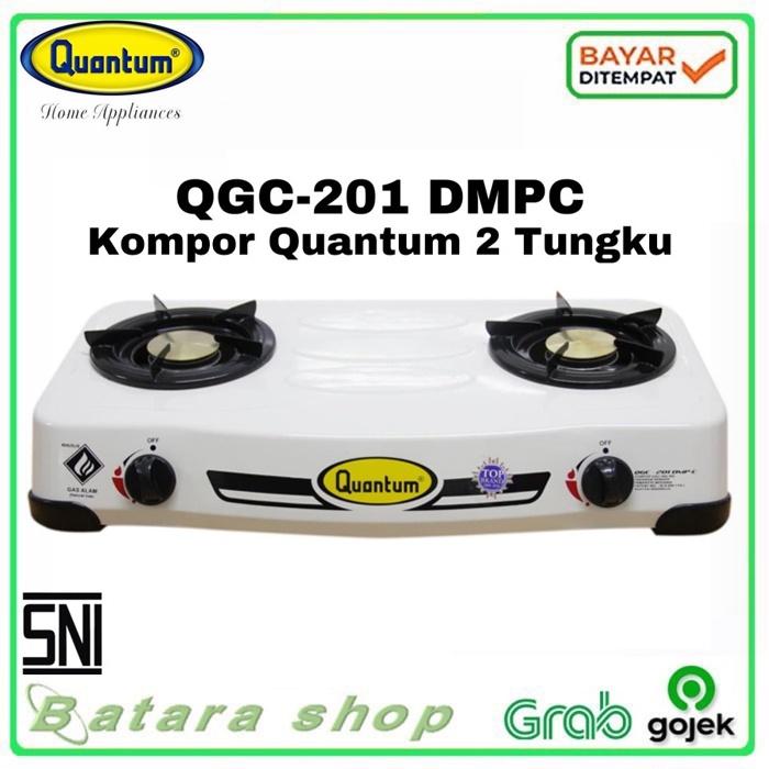 Kompor Gas Quantum 2 Tungku QGC-201 DMP-C (Putih)Sumbu Burner Asli Kuningan