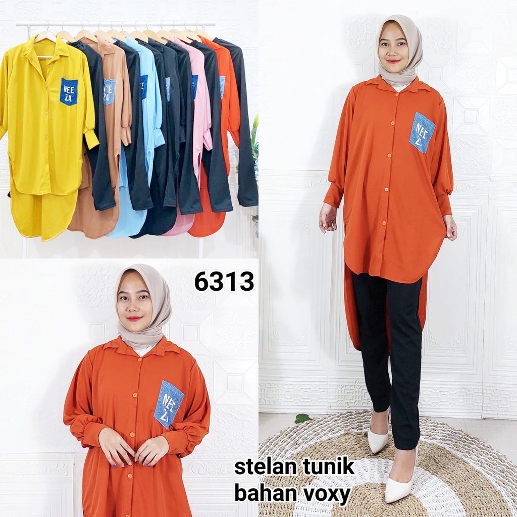 GROSIRAN SERIAN 6PCS SETELAN TUNIK BAHAN VOXY
