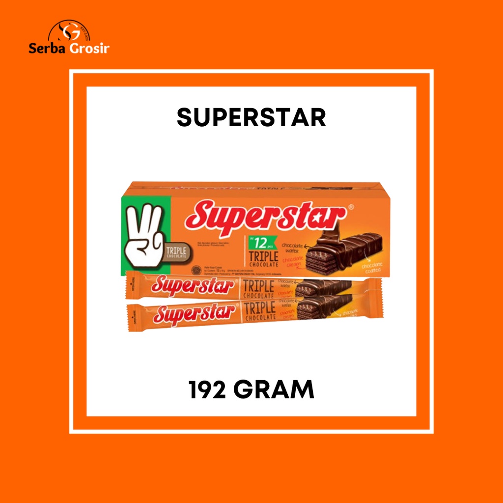 

WAFER COKLAT SUPERSTAR TRIPLE CHOCOLATE BOX 12 PCS