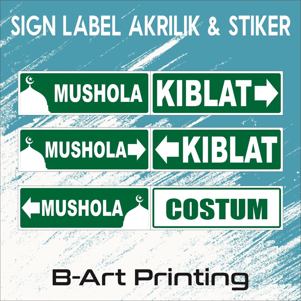 AKRILIK SIGN DAN Sticker Waterproof Mushola dan Petunjuk Mushola