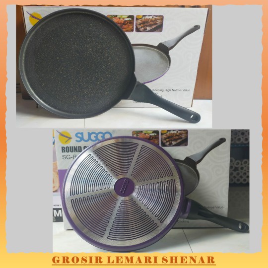 PIZZA PAN ROUND GRILL PAN UNGU MERK SUGGO DIAMETER 30CM ANTI LENGKET TEFLON DATAR