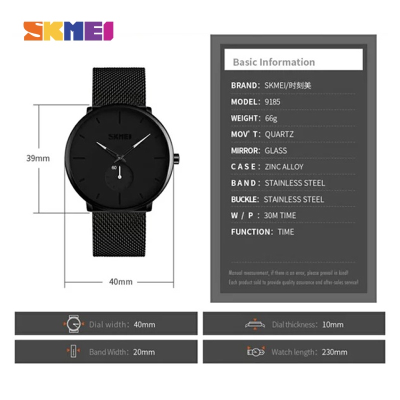 SKMEI 9185 Jam Tangan Pria Wanita Analog Water Resistant 30M