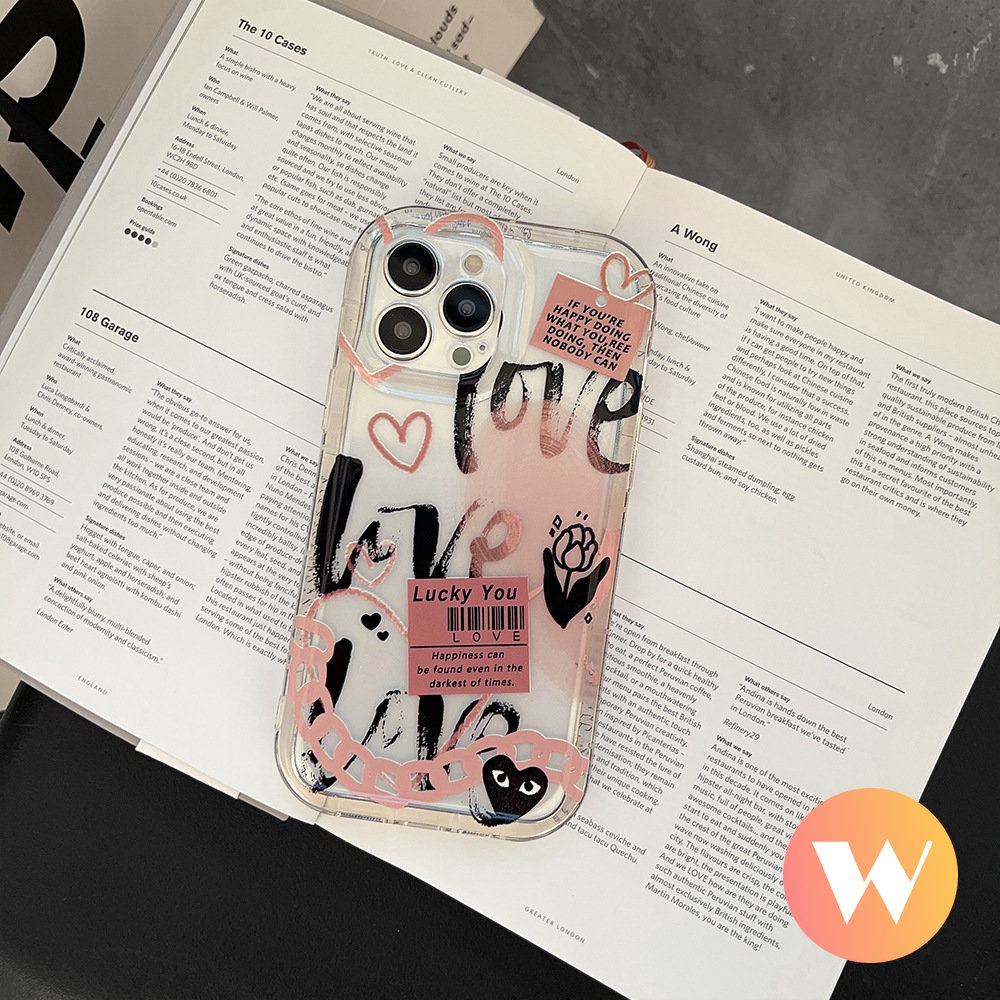 IPHONE Comme des Garcons Flower Label Airbag Case Kompatibel Untuk Iphone11 13 14 12 Pro Max XR XS Max 7Plus X 6 6s 8 7 Plus Kartun Grafiti Cinta Hati Shockproof Soft Clear Cover