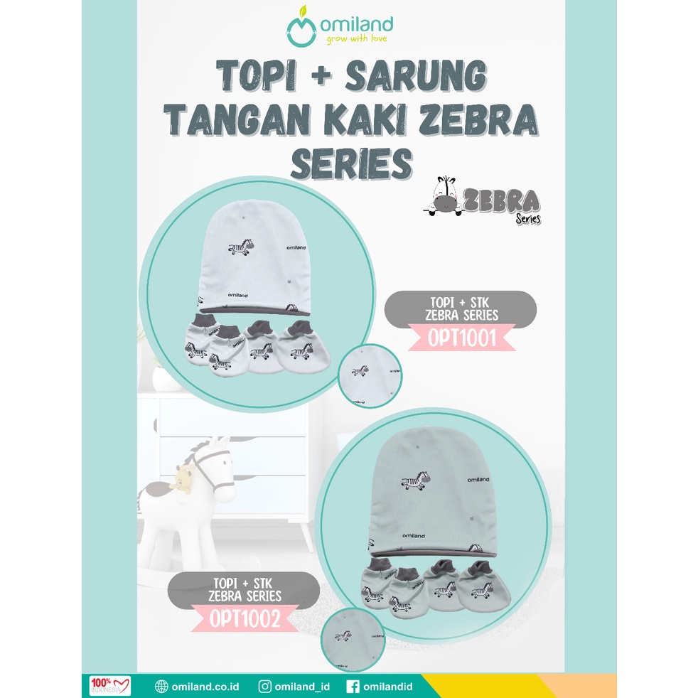 Omiland Topi Set Sarung Tangan Kaki Bayi Zebra Series - OPT 1001-2