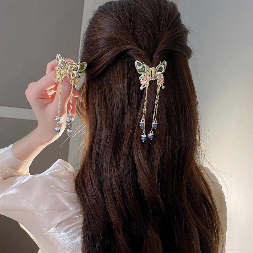 Deartiara Kristal Kupu-Kupu Rumbai Grip Super Fairy Hair Clip