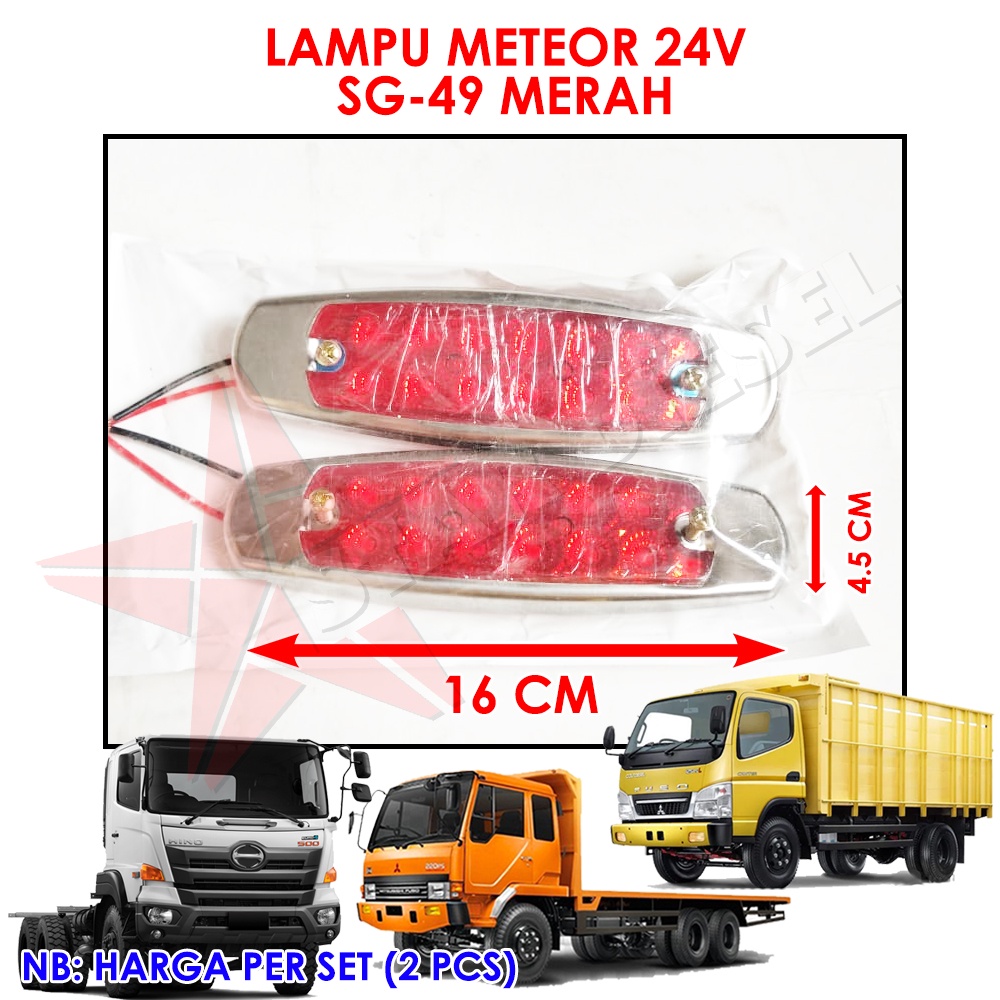 24V LED LAMPU METEOR MERAH SG-49 TRUK HINO FUSO UNIVERSAL LED LAMPU TRUK CANTER