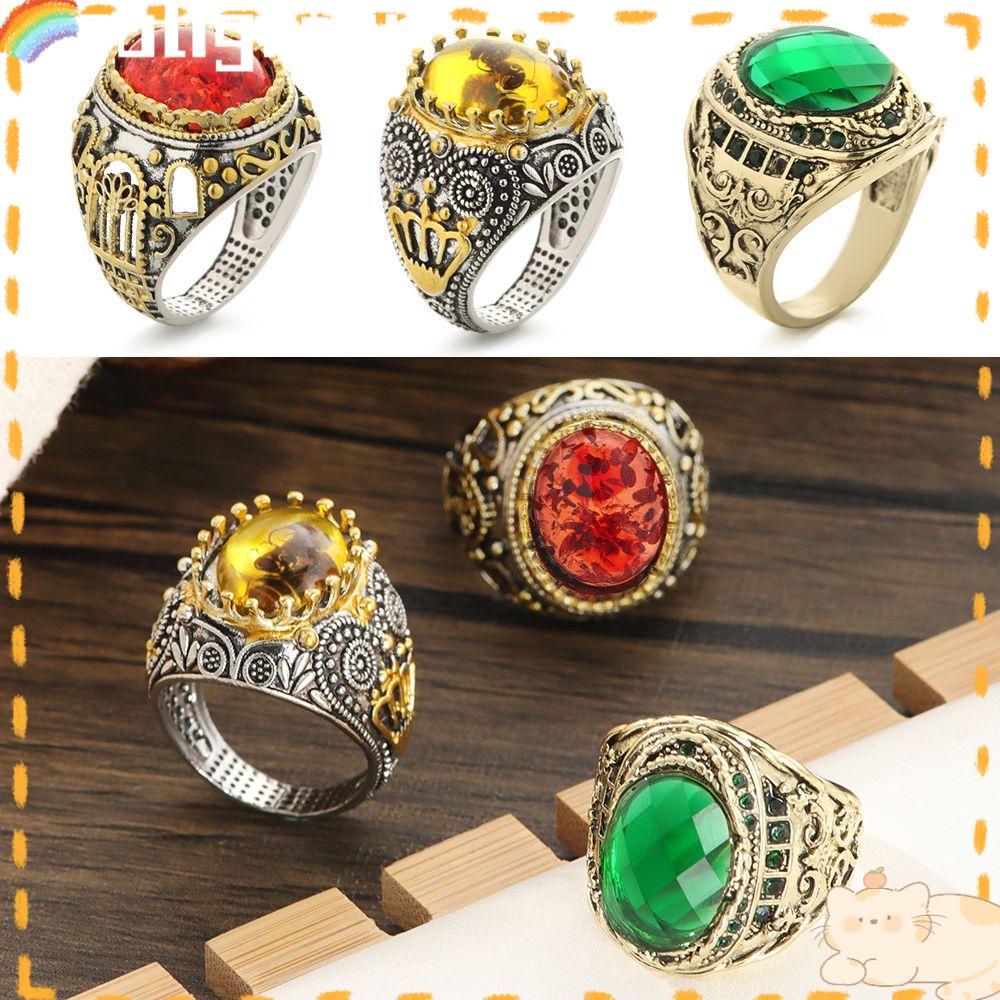 Solighter Cincin Pria Wanita Untuk Pernikahan Religi Muslim Turki Signet Zircon Stone