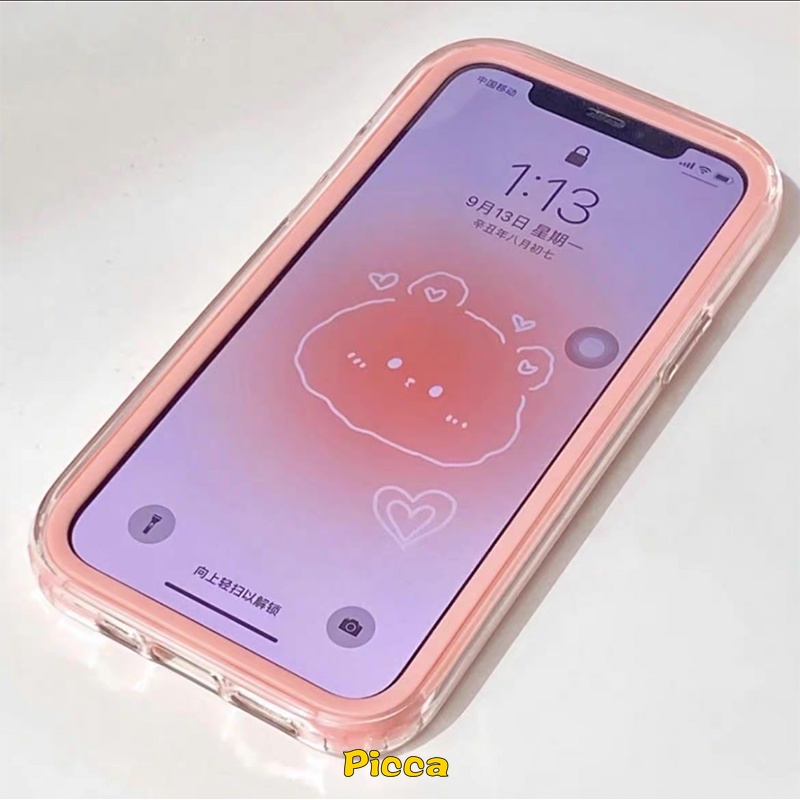 IPHONE Casing 3in1 Mewah Macaron Warna Permen Kompatibel Untuk Iphone11 7Plus 8Plus XR 13 12 11 14 Pro Max7 8 14 Plus X XS Max SE 2020 Silikon Transparan Shokcproof Bumper Soft Cover