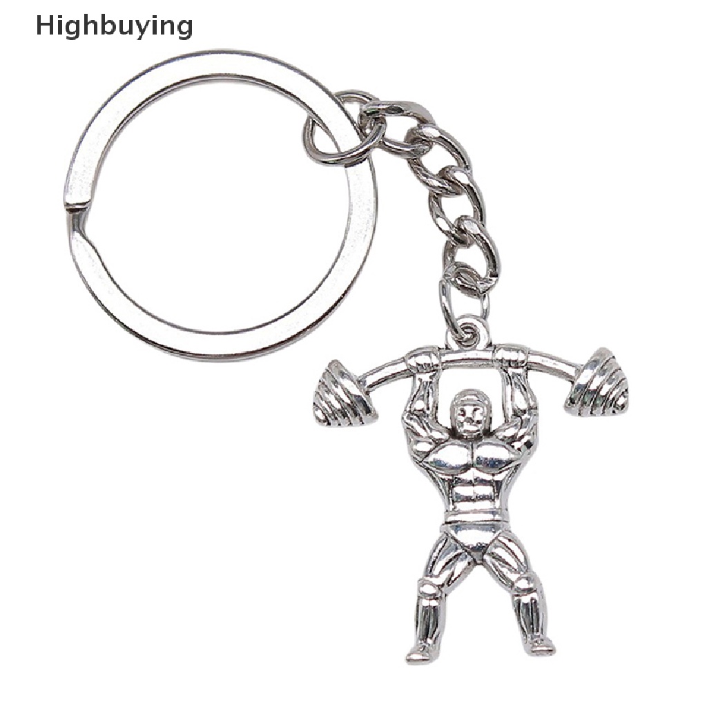 Hbid Vintage Handmade Weightlifter Pendant Keyring Gantungan Kunci Holder Souvenir Hadiah Wanita Pria Keychain DIY Metal Holder Chain Hadiah Pesta Glory