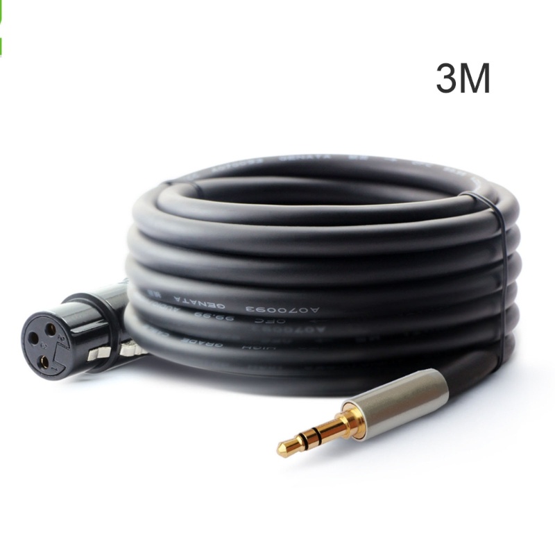 Zzz XLR 3-Pin Female to 3.5mm-1/8kabel Mic Microphone Terlindung TRS