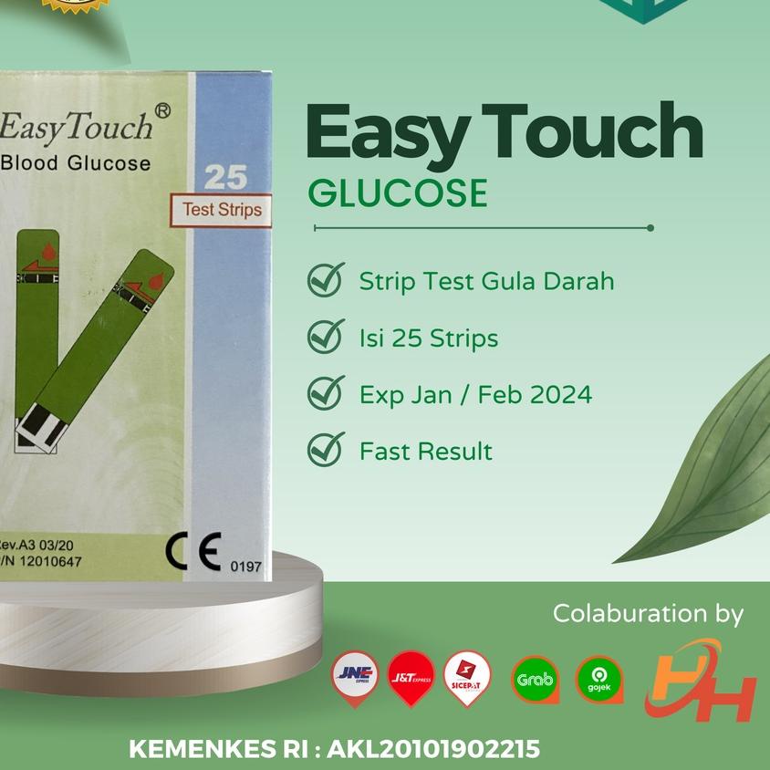 ➥ Easy Touch Strip Alat Cek dan Tes Gula Darah isi 25 Strips / EasyTouch Blood Glucose Test Strip ✯