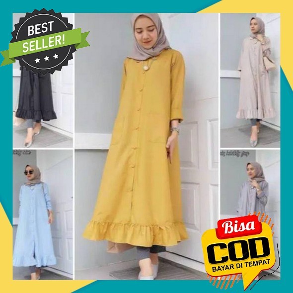 Tunik Bordir Busui Terbaru Kekinian Katun Linen Premium Jumbo Cod Baju Muslim Wanita Tunik Lebaran 2