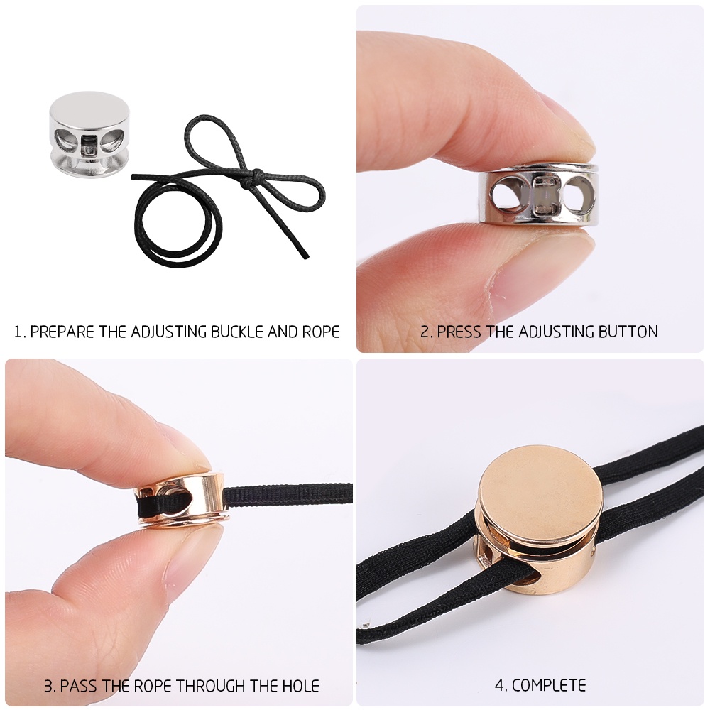 [Hot Sale]for Tali Sepatu Pakaian 1Pc DIY Jahit Aksesoris Adjustable Gesper Kunci Klip Musim Semi Stop Cord Lock Stopper Down Double Hole Metal