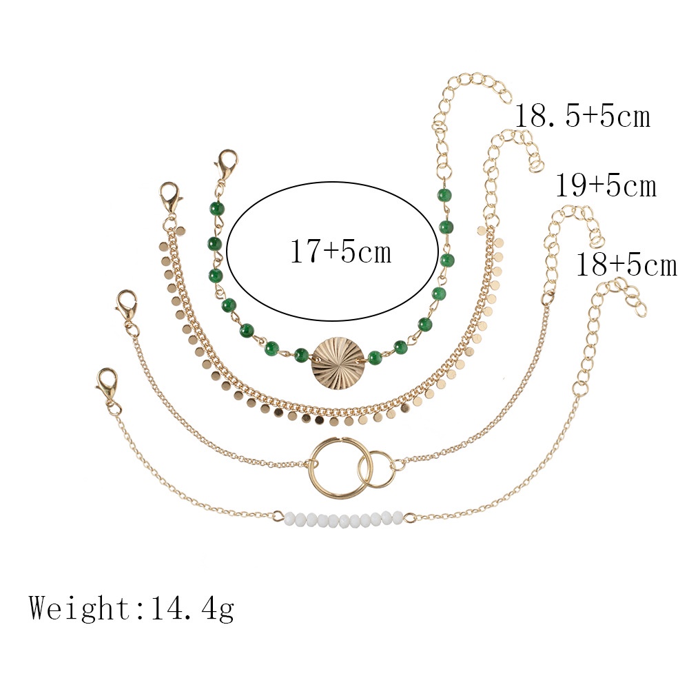Kepribadian Eropa Dan Amerika Sederhana Payet Rumbai Tekstur Gelang Buatan Tangan Manik-Manik Putih Hijau Kontras Gelang Geometris