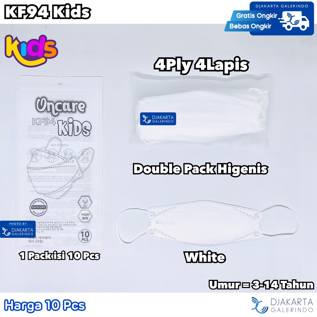 Masker KF94 Anak 4Ply Hitam Putih Formal Original isi 10Pcs
