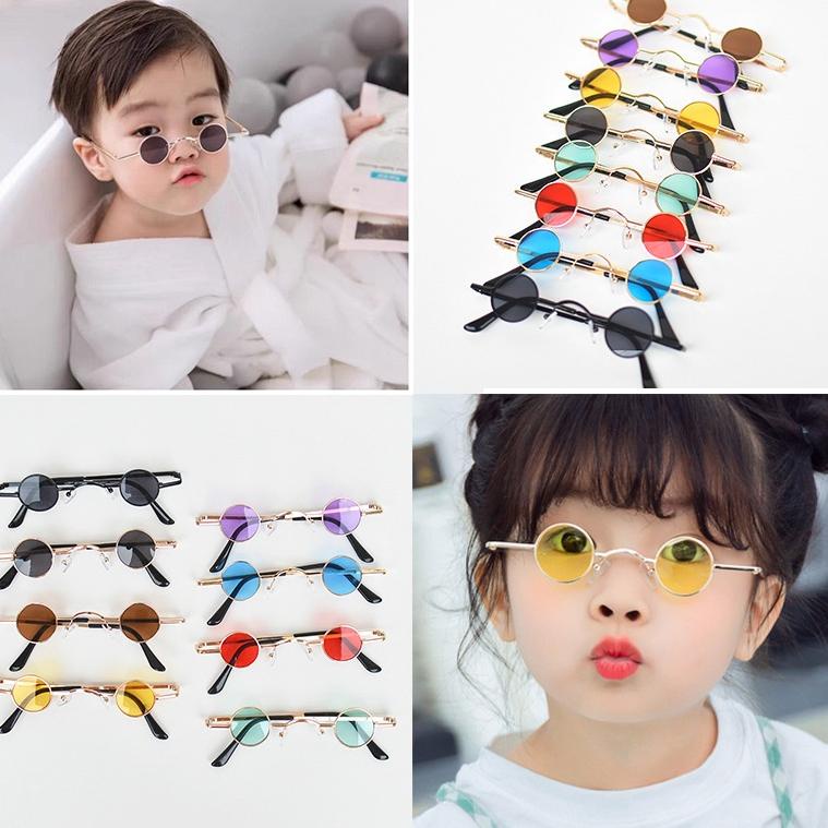 Miliki Segera Kacamata Bulat anak Retro Ultra Kecil Kacamata hitam Pria Wanita HipHop Punk Style Sun