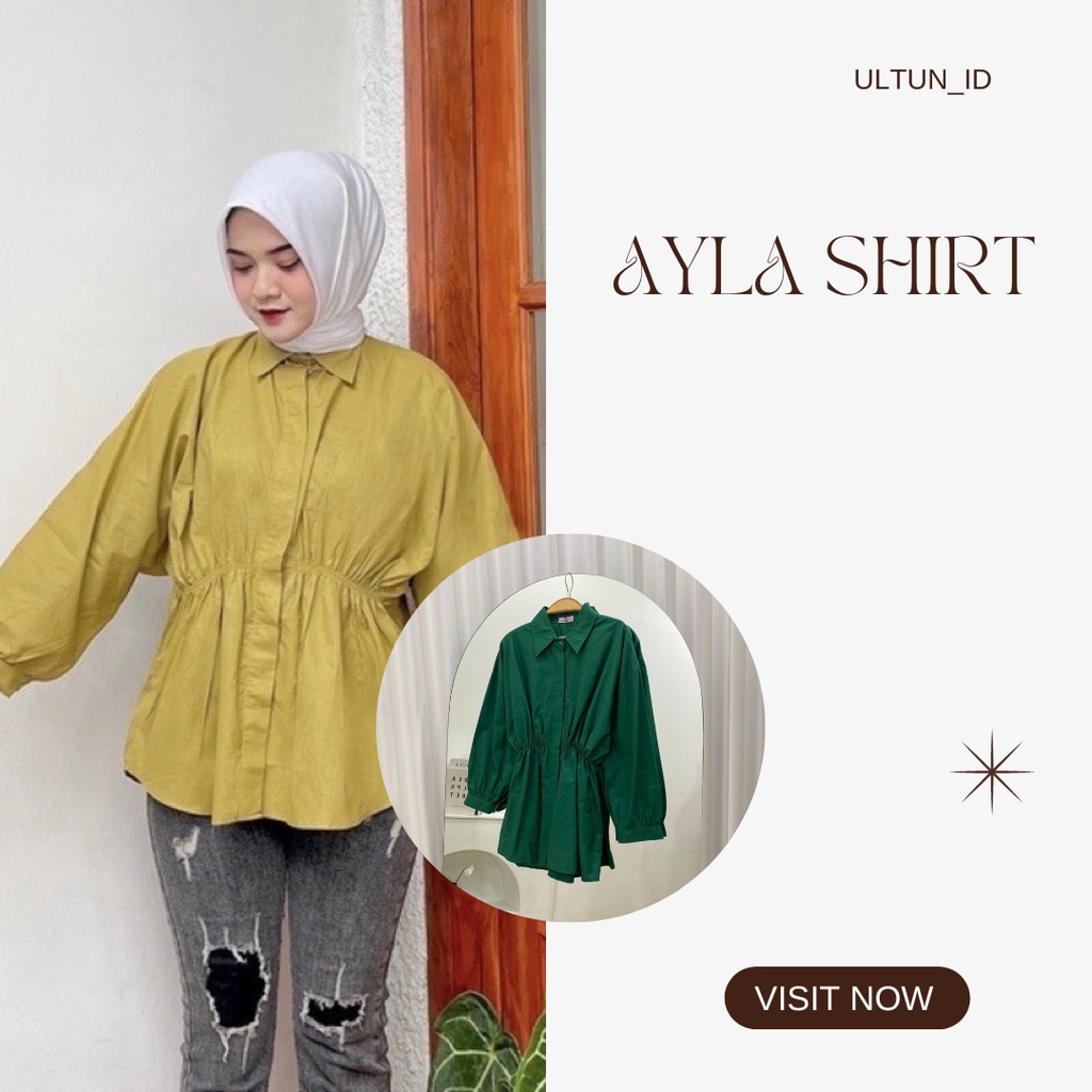 ALYA SHIRT Atasan Wanita Kemeja Wanita Pakaian Wanita Baju Lengan Panjang All Size linen