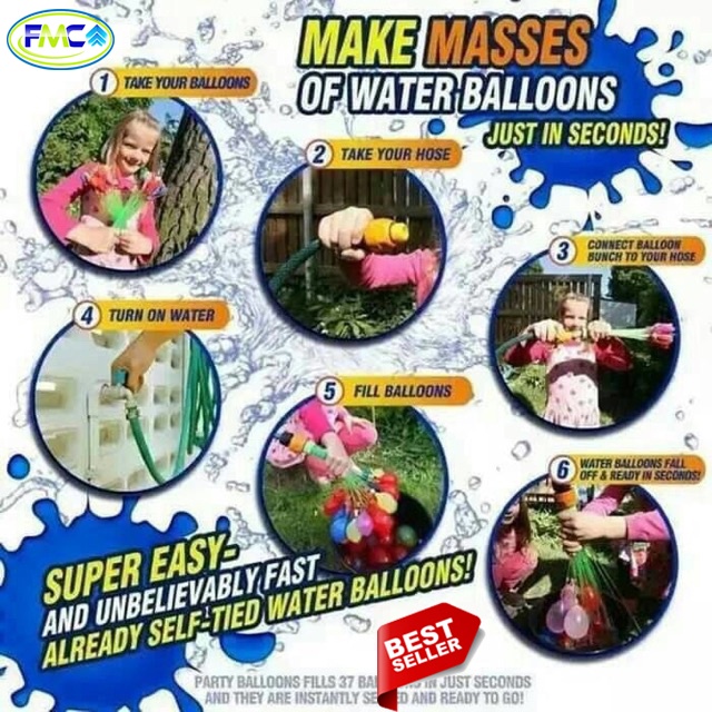 Balon Air Perang Mainan Anak Seru Latex Water Ballon Magic Bunch Baloon Praktis Murah Aman