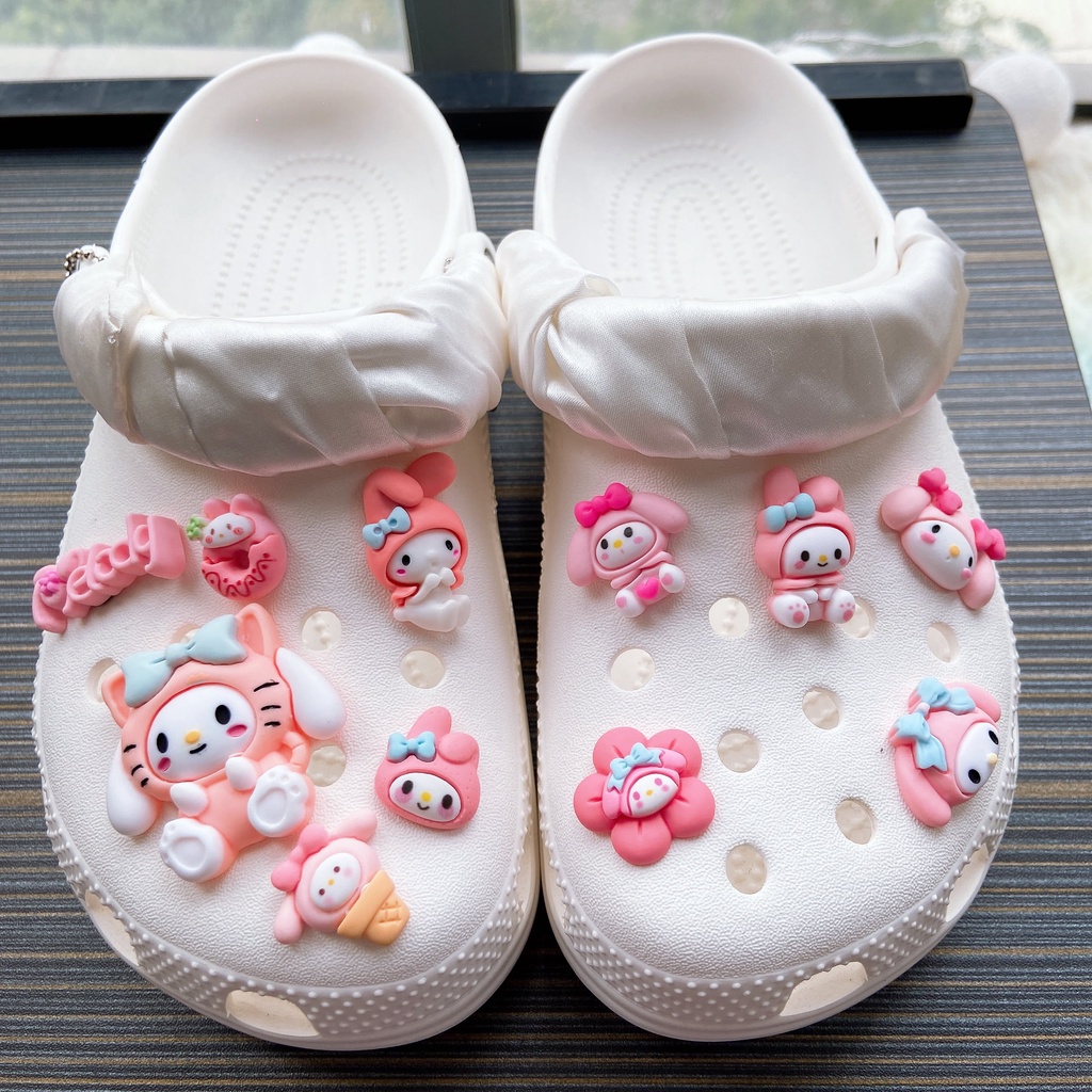 @shinydiy 11pcs My Melody Crocs Jibbitz Shoes Charm Sandal Aksesoris Sepatu Hias【aksesoris wanita】