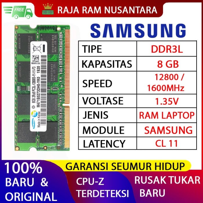 Ram [Baru] Ram / Memory Samsung Notebook / Laptop Ddr3L 8Gb