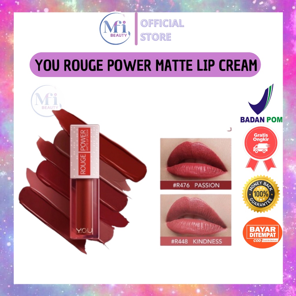 MFI - YOU ROUGE POWER MATTE LIP CREAM LONG LASTING MATTE FINISH TAHAN LAMA BPOM