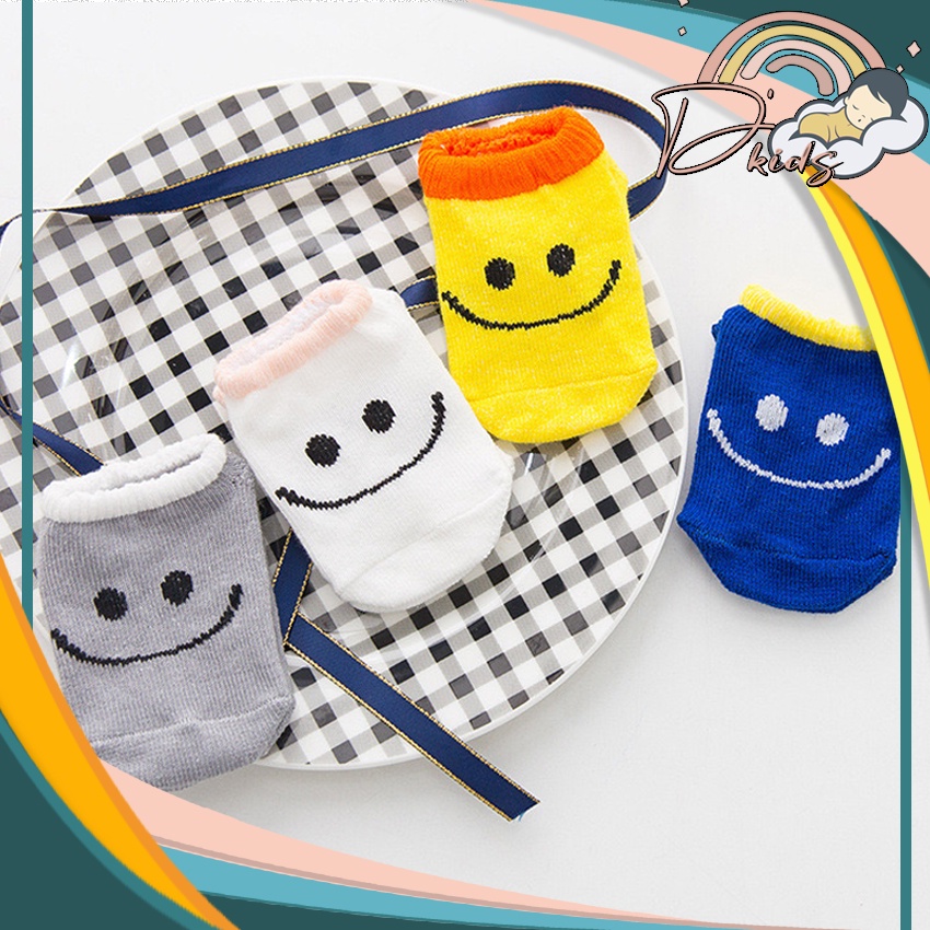 ❤️ 𝐃𝐤𝐢𝐝𝐬 ❤️ KA006 Kaos Kaki Bayi Pendek Karakter Kaos Kaki Anak Perempuan Laki Laki Motif Emo Smile Cuaca Lucu Baby Socks Kids Cute Unik Anti Slip Murah Import