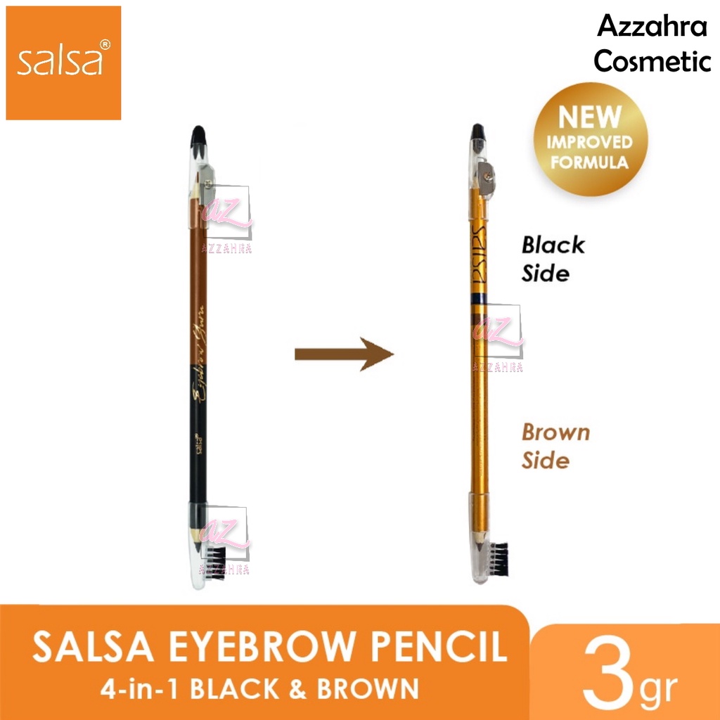 SALSA Eyebrow Pencil - 4in1 Black &amp; Brown Pensil Alis Tahan Lama Serut Rautan