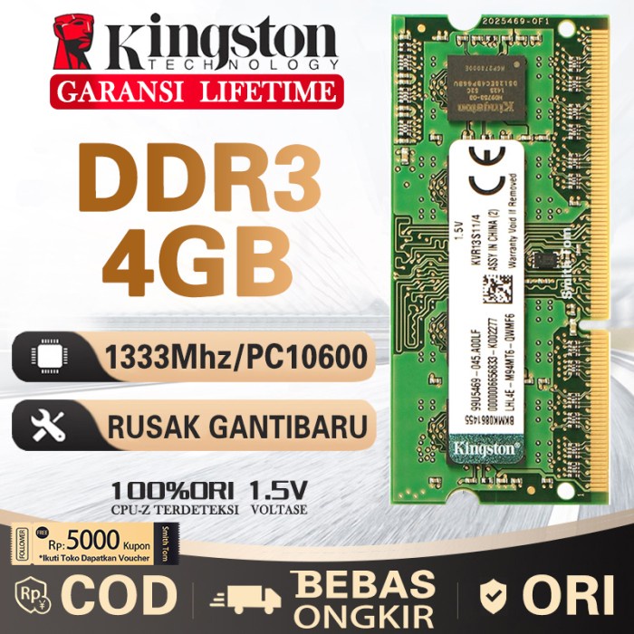 Ram Ram Laptop Kingston Sodimm 4Gb Ddr3 Ddr3-1333 4G Sodim