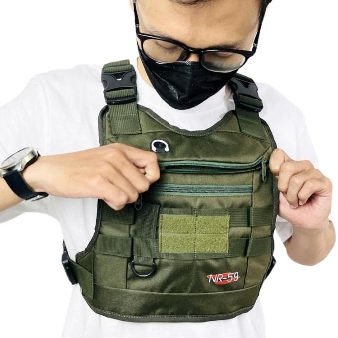Tas Lapangan Pria Wanita Dada Tactical Green Army Nr59 Dada Rompi
