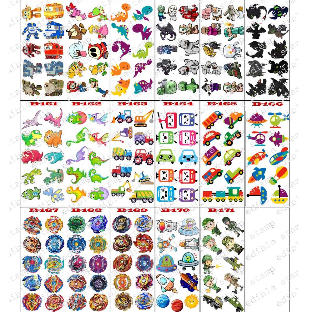 

☛☛ 1.1 Full Promo Edible Stamp Stiker Makanan Edible Stiker Edible Image Edible Print Sticker Makanan B155-B171 .,..,.,.,.