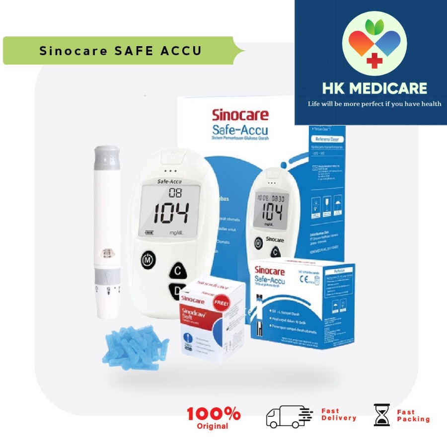 Sinocare Safe Accu Alat Tes Gula Darah/Alat Ukur Gula Darah
